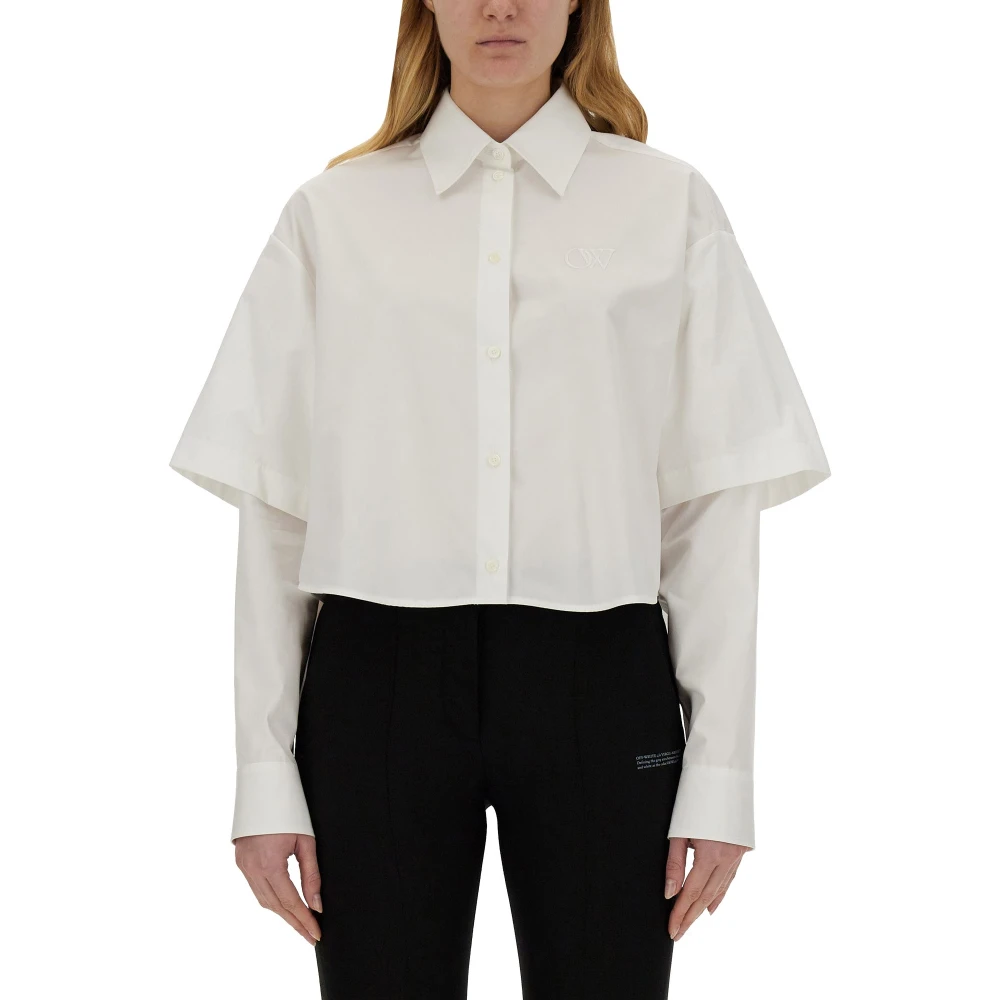 Off-White Damen Weiß Doppellagiges Bookish Shirt Mit Gesticktem Logo In Eu Größe 36 / It Größe 40 - Bild 3