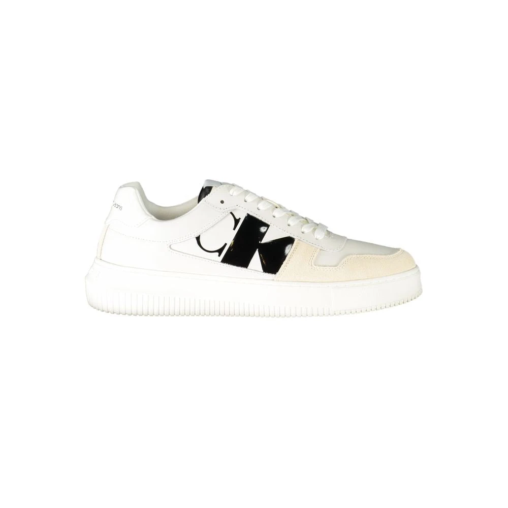 Calvin Klein White Polyester Sneaker With Contrast Details - Male - Sneakers - White - 11 Uk - Shoes