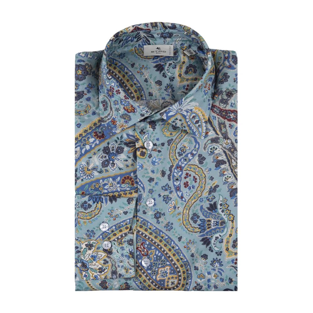 ETRO Blauwe Paisley Print Overhemd Multicolor Heren