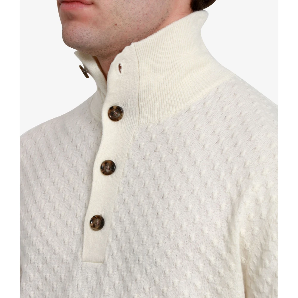 Paolo Pecora Merino Wol Hoge Hals Trui Beige Heren