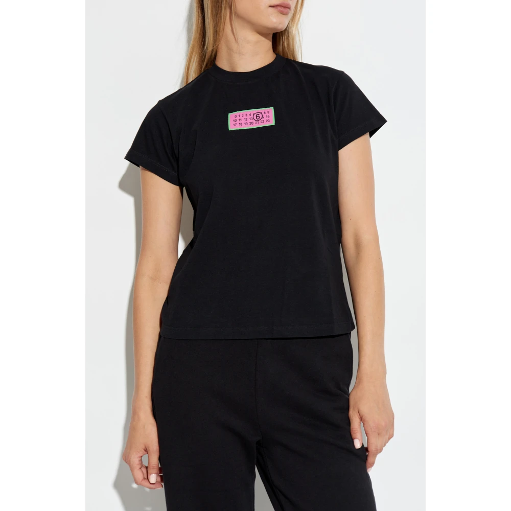 MM6 Maison Margiela T-shirt met logo Black Dames