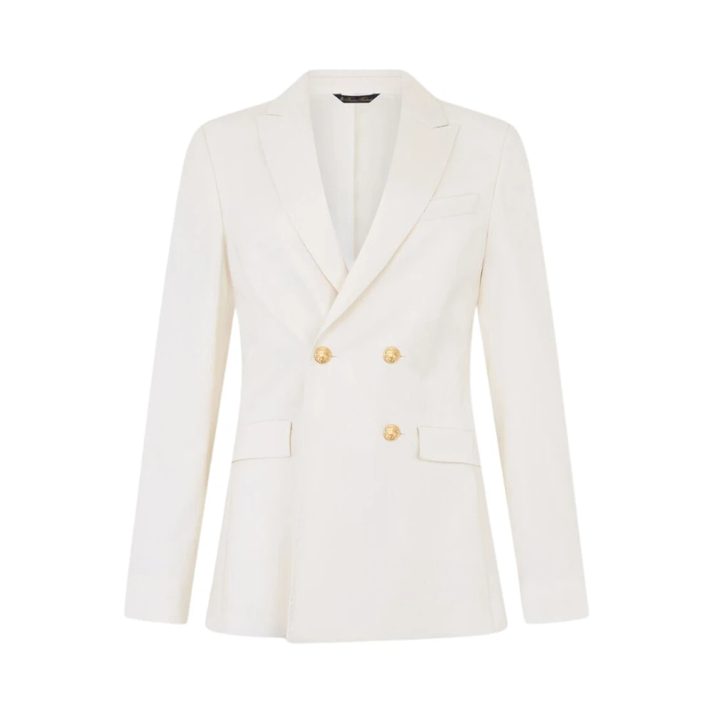 Brooks Brothers Women's White Blazers, Xs, Double Breasted Wool Blend Blazer With Gold Buttons