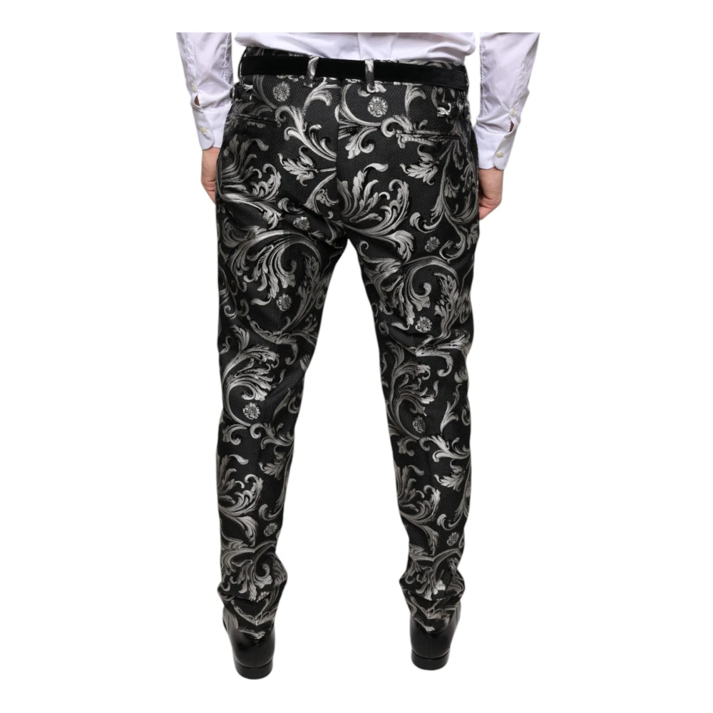 Dolce & Gabbana Zwarte Jacquard Logo Skinny Jurk Broek Black Heren