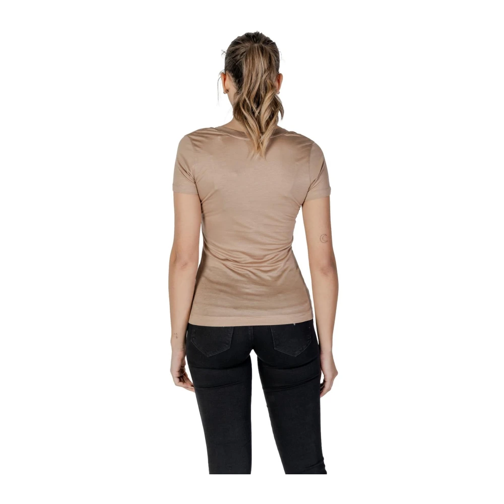 Guess Beige V-Neck Lyocell T-Shirt Beige Dames