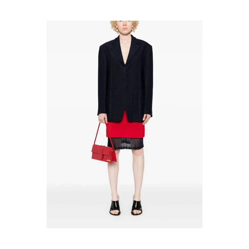 Jacquemus Navy Blauw Textuur Jas Blue Dames