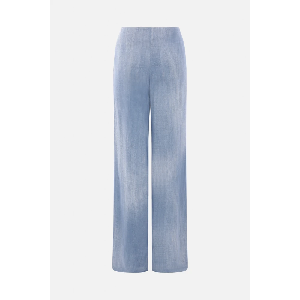 Ermanno Scervino Wijde Pijp Denim Print Broek Blue Dames