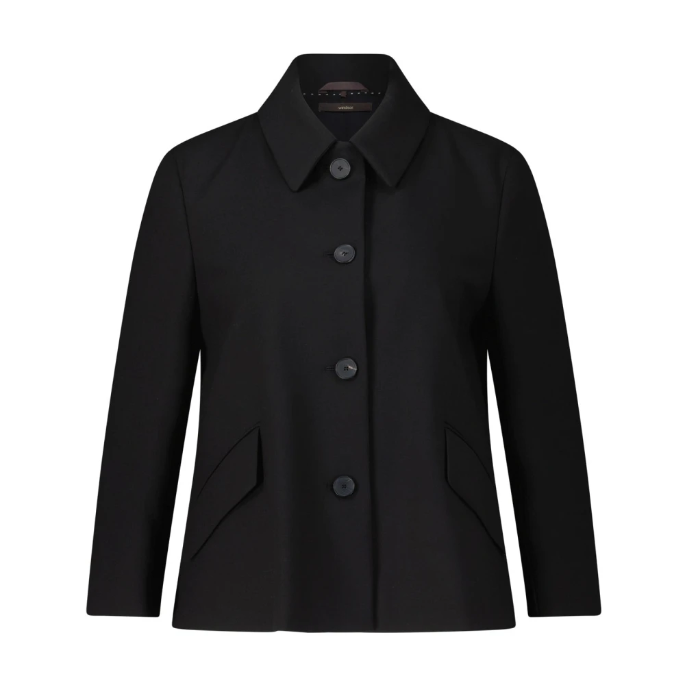 Windsor Crepe Short Blazer Jas Black Dames