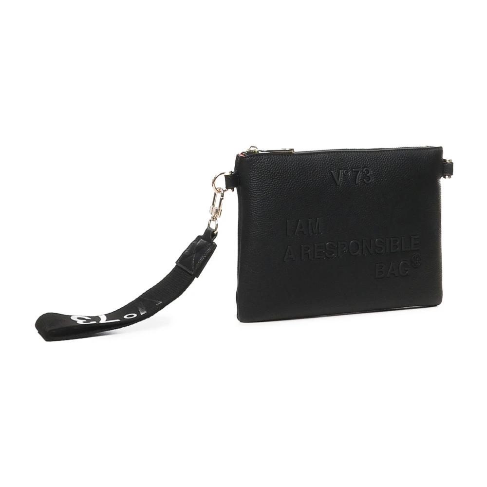 V73 Zwarte schoudertas met ritssluiting Black Dames