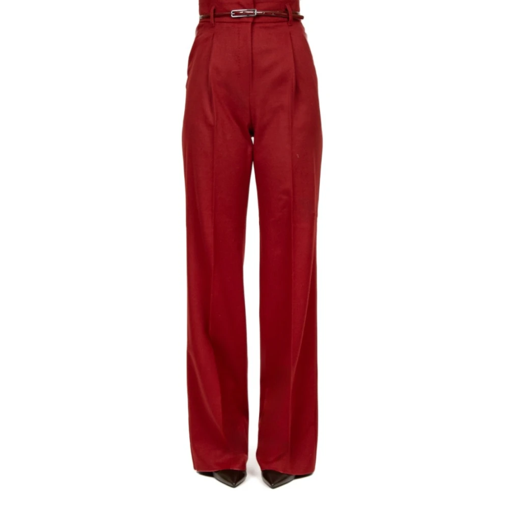 Max Mara Studio Bordeaux Wol Straight Leg Broek Red Dames