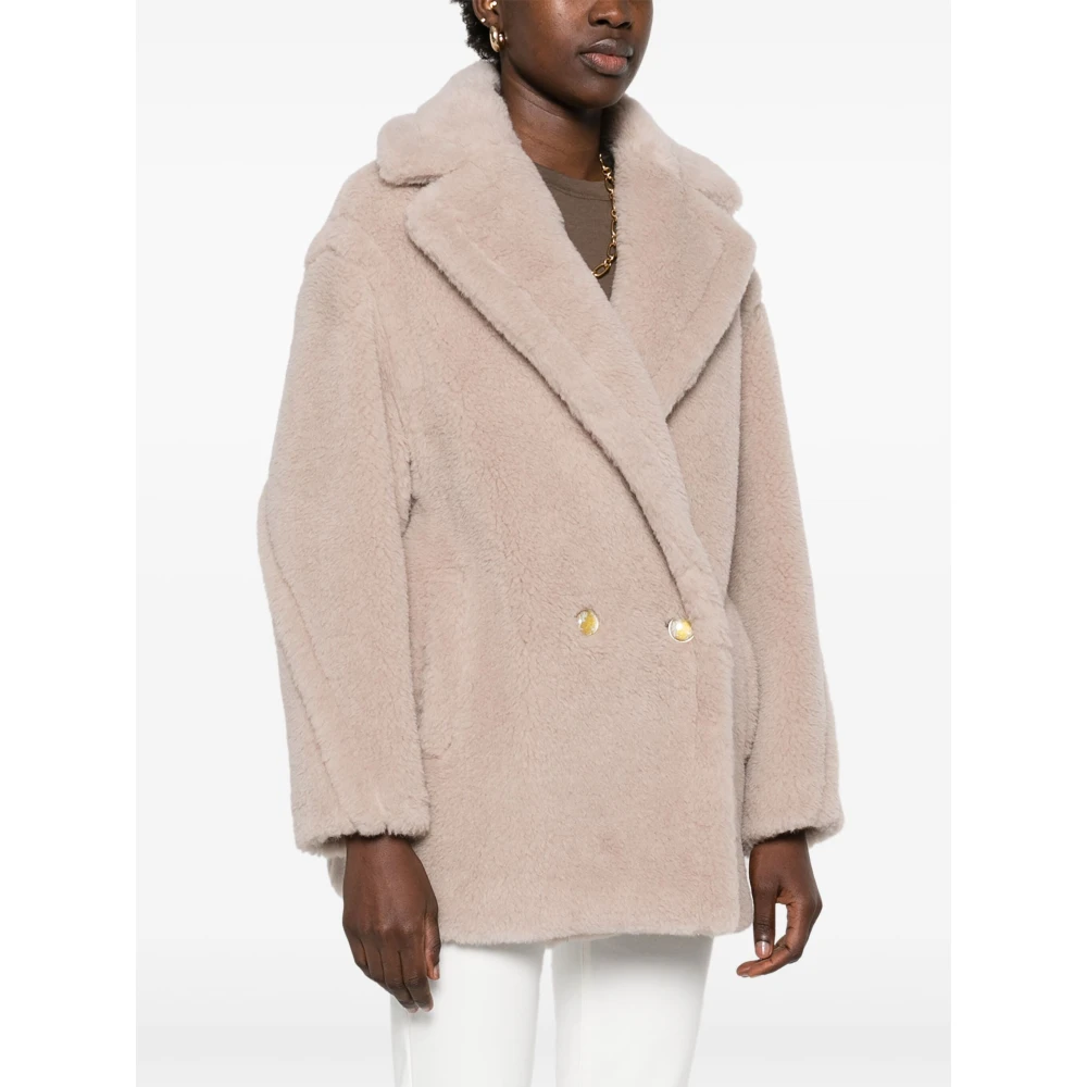 Max Mara Beige korte jas met gekruiste knoopsgat Beige Dames
