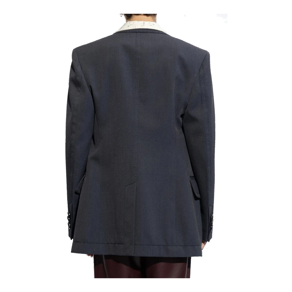 Bottega Veneta Blauwe Wol Twill Blazer Aw24 Blue Heren