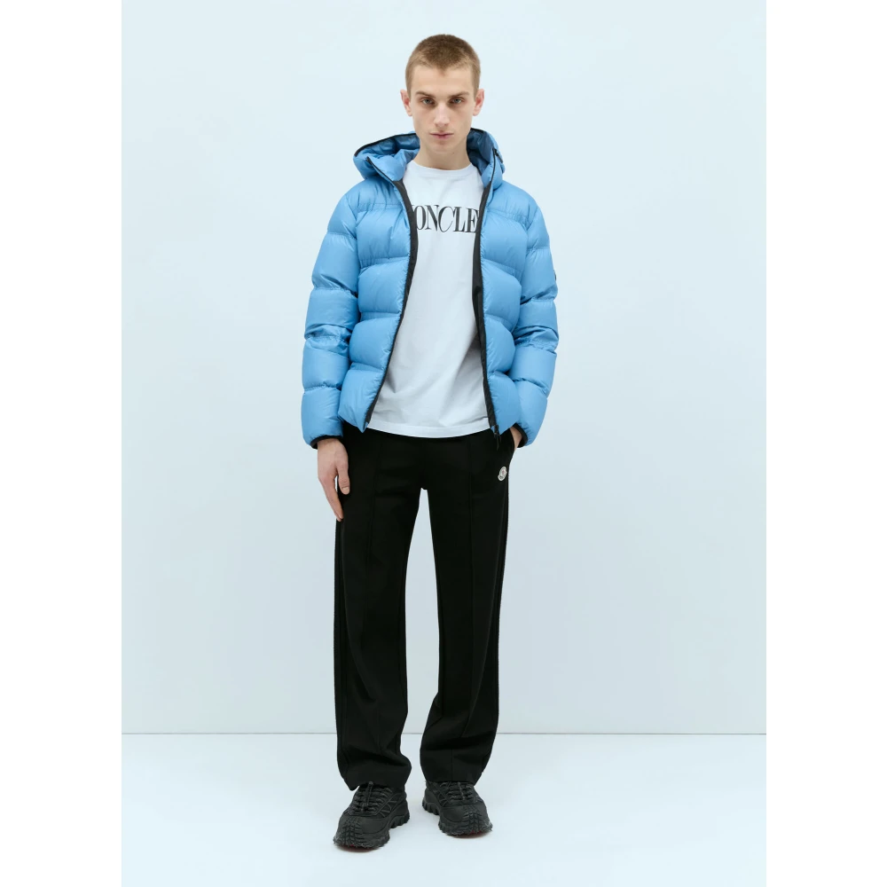 Moncler Ripstop Donsjack met Afneembare Capuchon Blue Heren