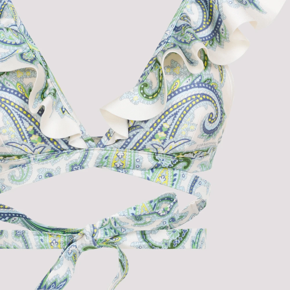 Zimmermann Groene Paisley Ruffle Bikini Wrap Multicolor Dames