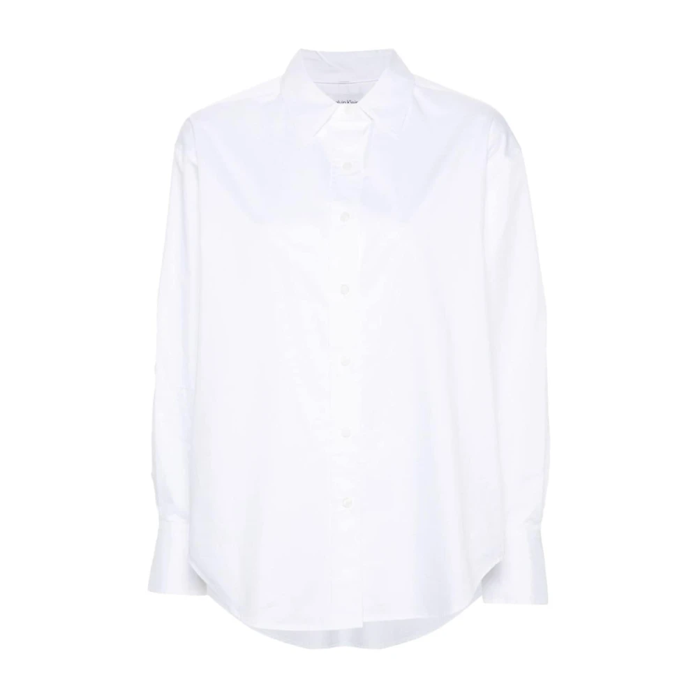 Calvin Klein Witte Poplin Button-Up Overhemd White Dames