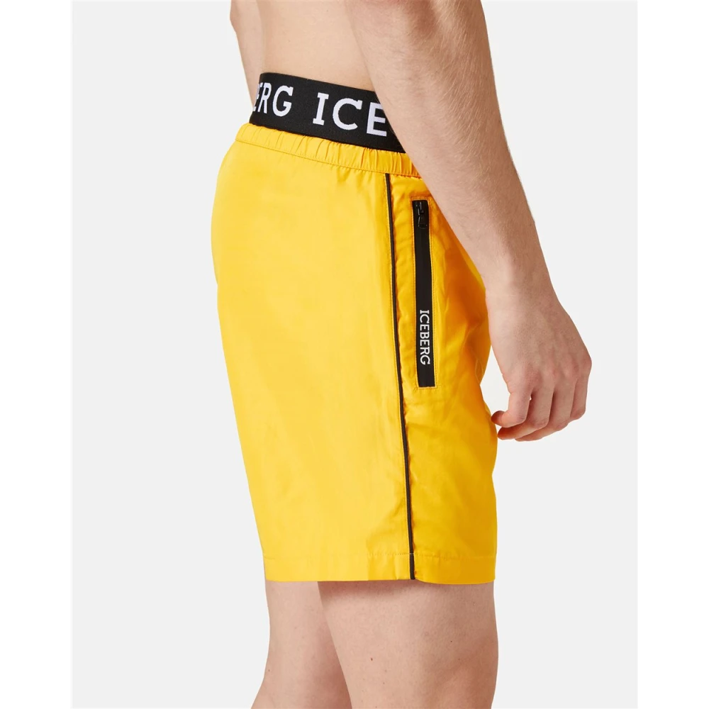 Iceberg Logo Boxer Zwembroek met Trekkoord Taille Blue Heren