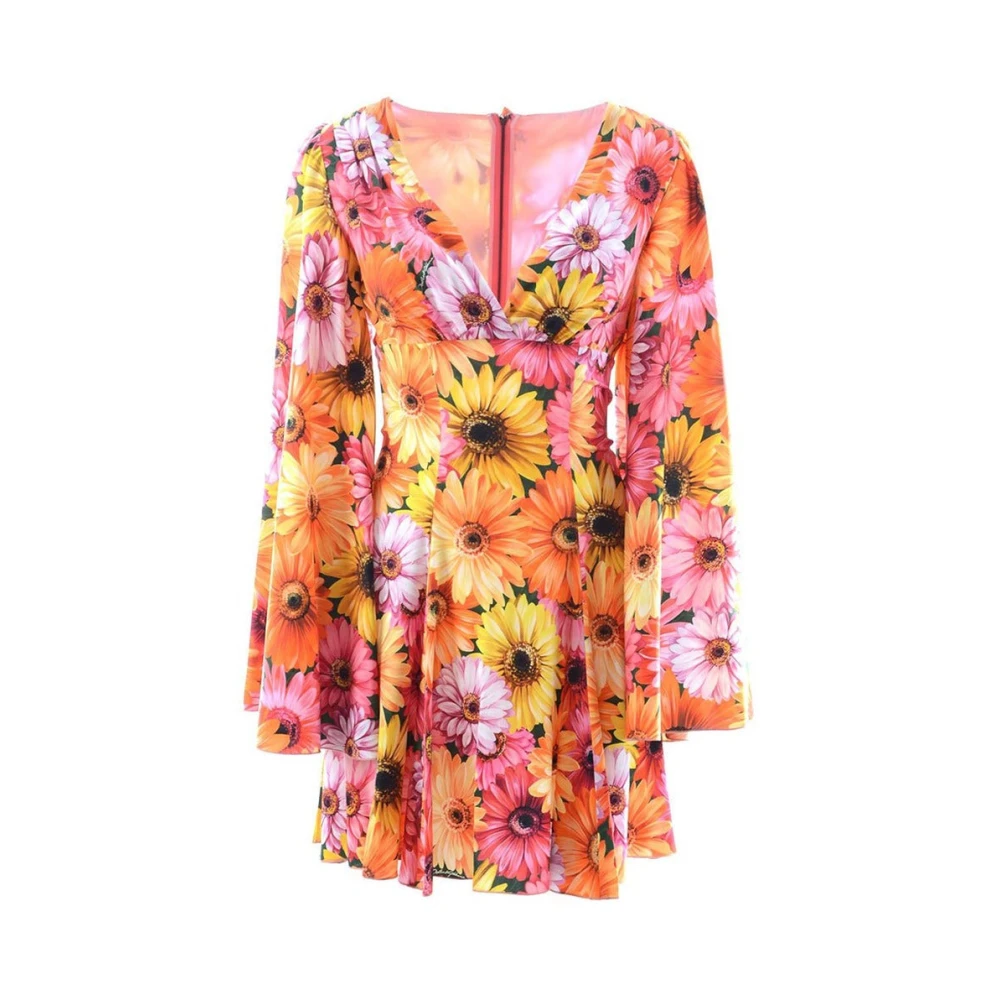 Dolce & Gabbana Korte jurk met multicolor Daisy Flowers print Multicolor Dames