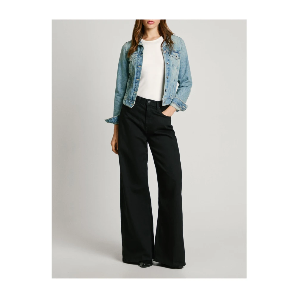 Pepe Jeans Wijde Pijp Hoge Taille Zwarte Jeans Black Dames