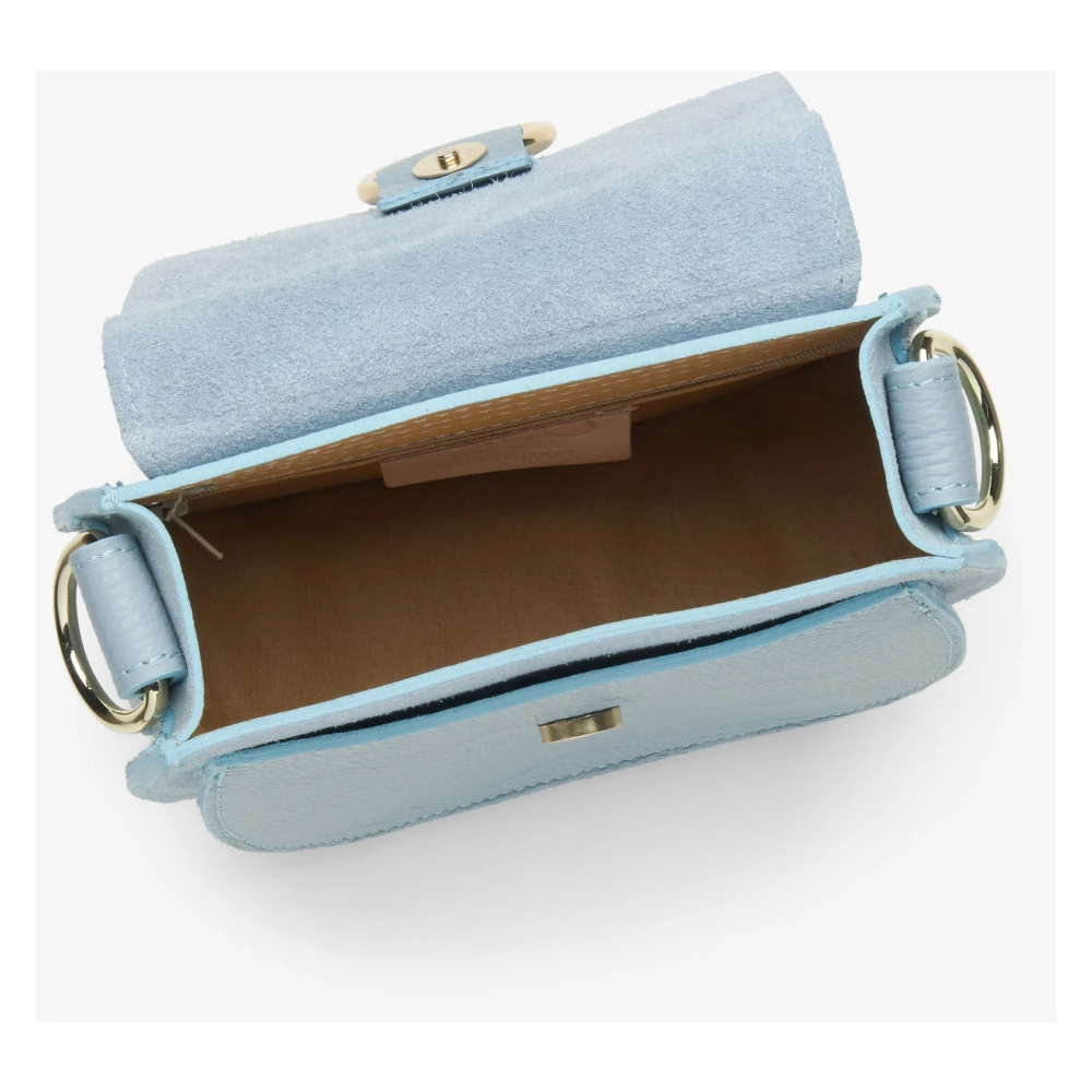 Estro Italiaans Leren Kleine Blauwe Crossbody Tas Er00115065 Blue Dames