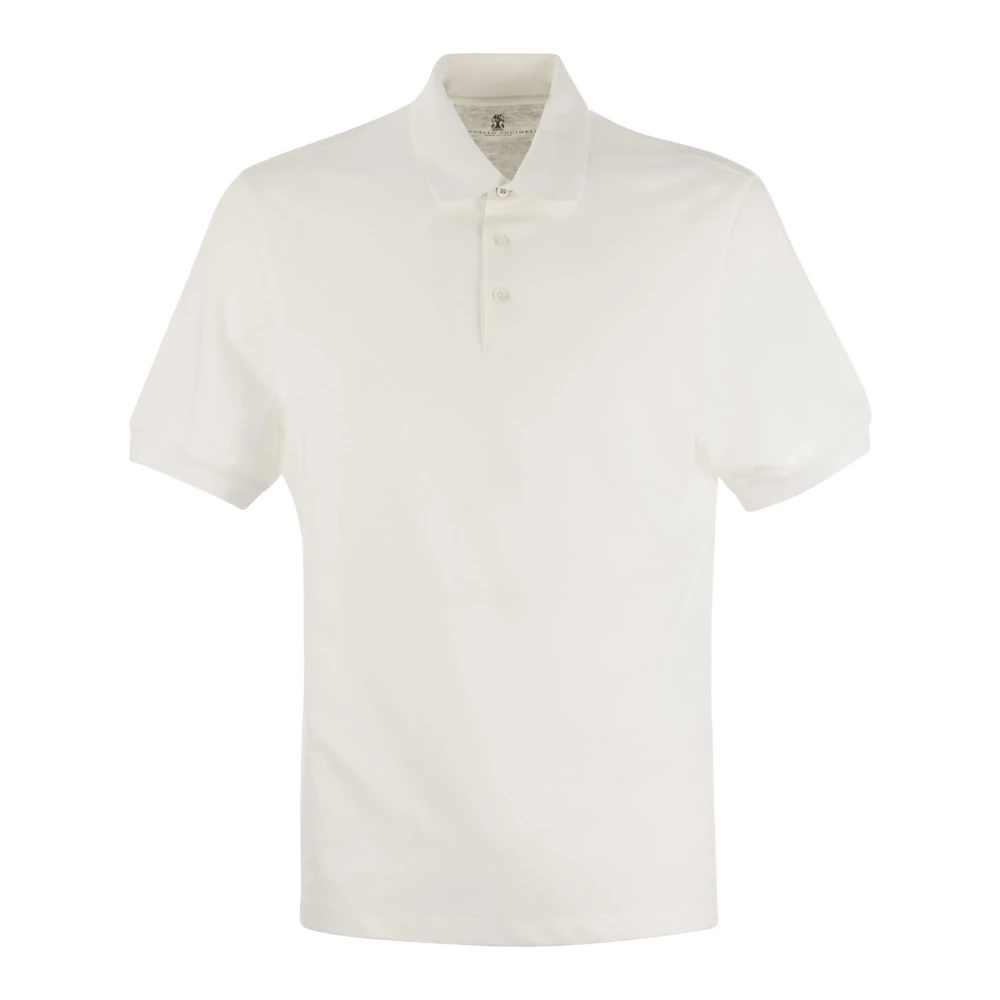 BRUNELLO CUCINELLI Katoenen Jersey Polo Shirt White Heren