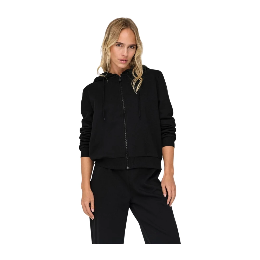 Only Hoodie met rits en lange mouwen Black Dames