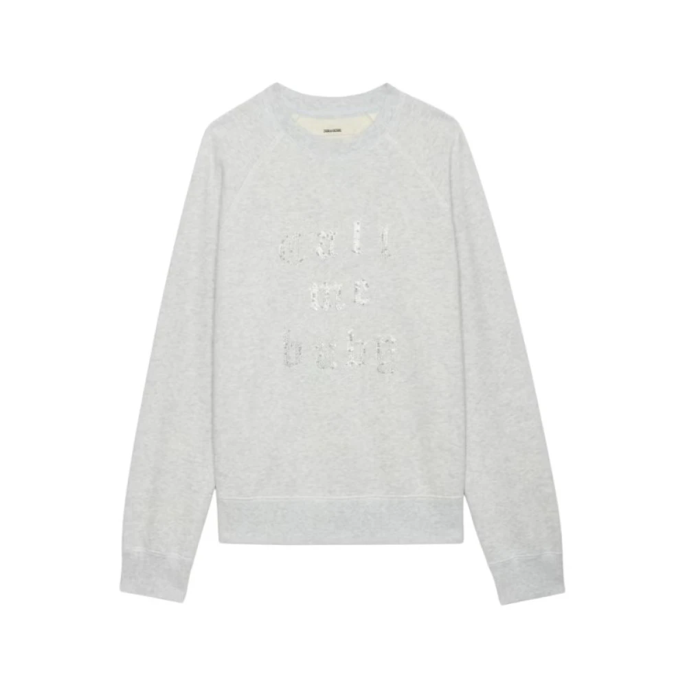 Zadig & Voltaire Grijze Sweatshirt met 'Call Me Baby' Gray Dames