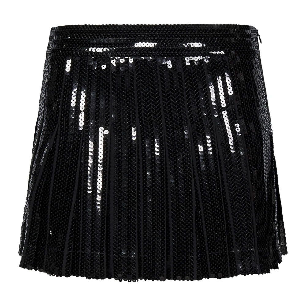 P.a.r.o.s.h. Zwarte Geborduurde Pailletten Korte Rok Black Dames