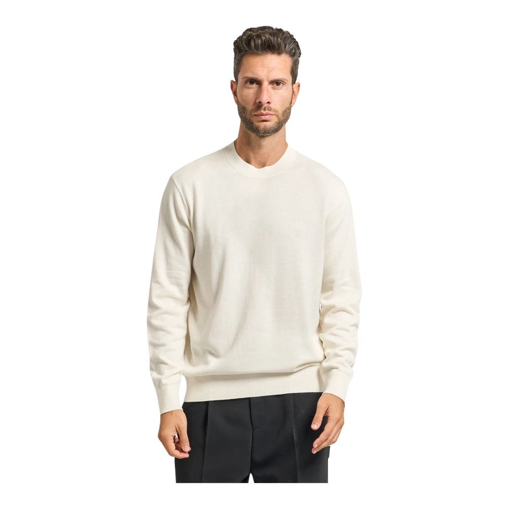 Armani Exchange Men's White Round-Neck Knitwear, S, Jumpers For A Stylish Look