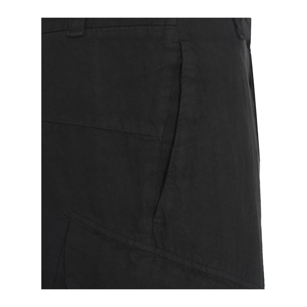 Transit Zwarte Linnen Cargo Shorts Ss25 Black Heren