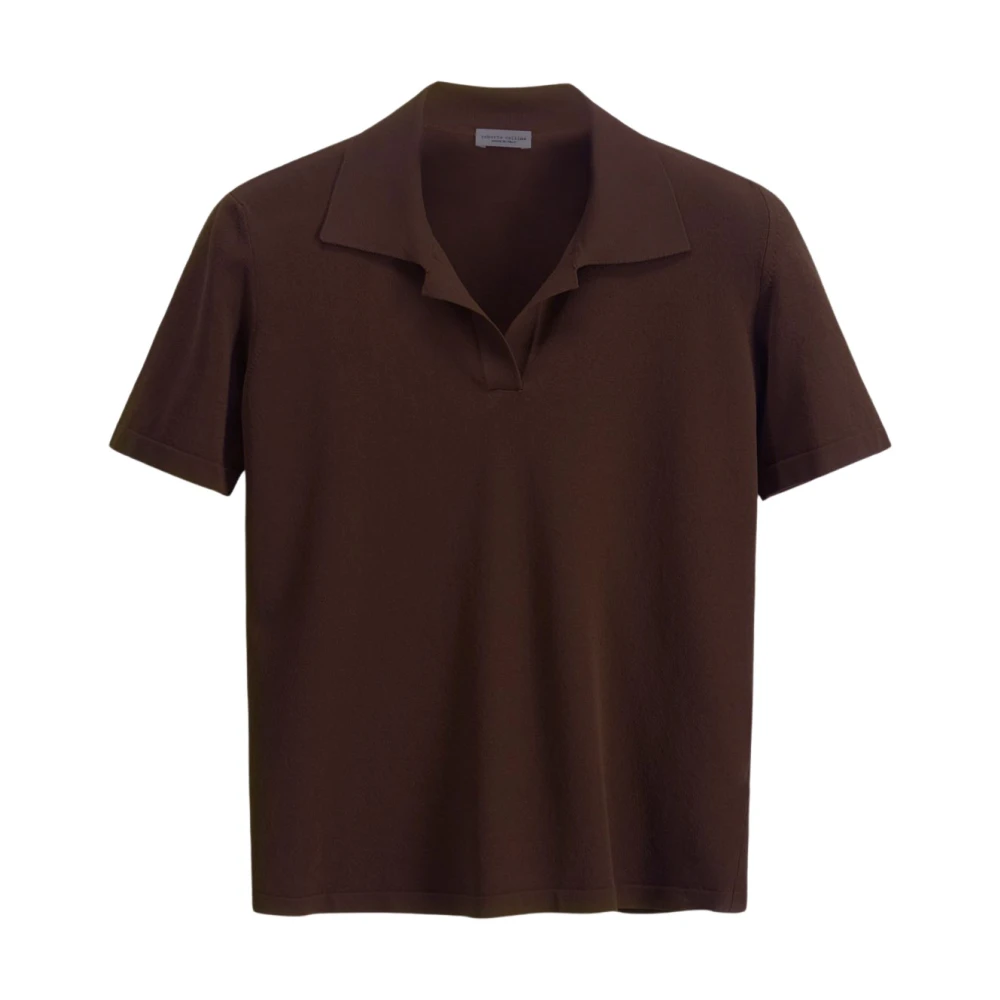 Roberto Collina Women's Brown Knit Ss Polo - Polo Shirts - M - Tops