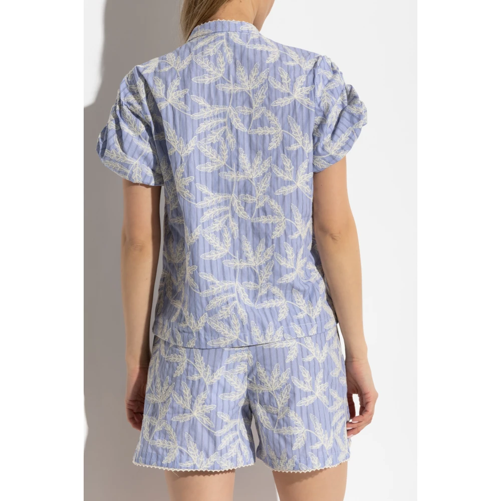 Munthe Shirt met kantpatroon Freidia Blue Dames