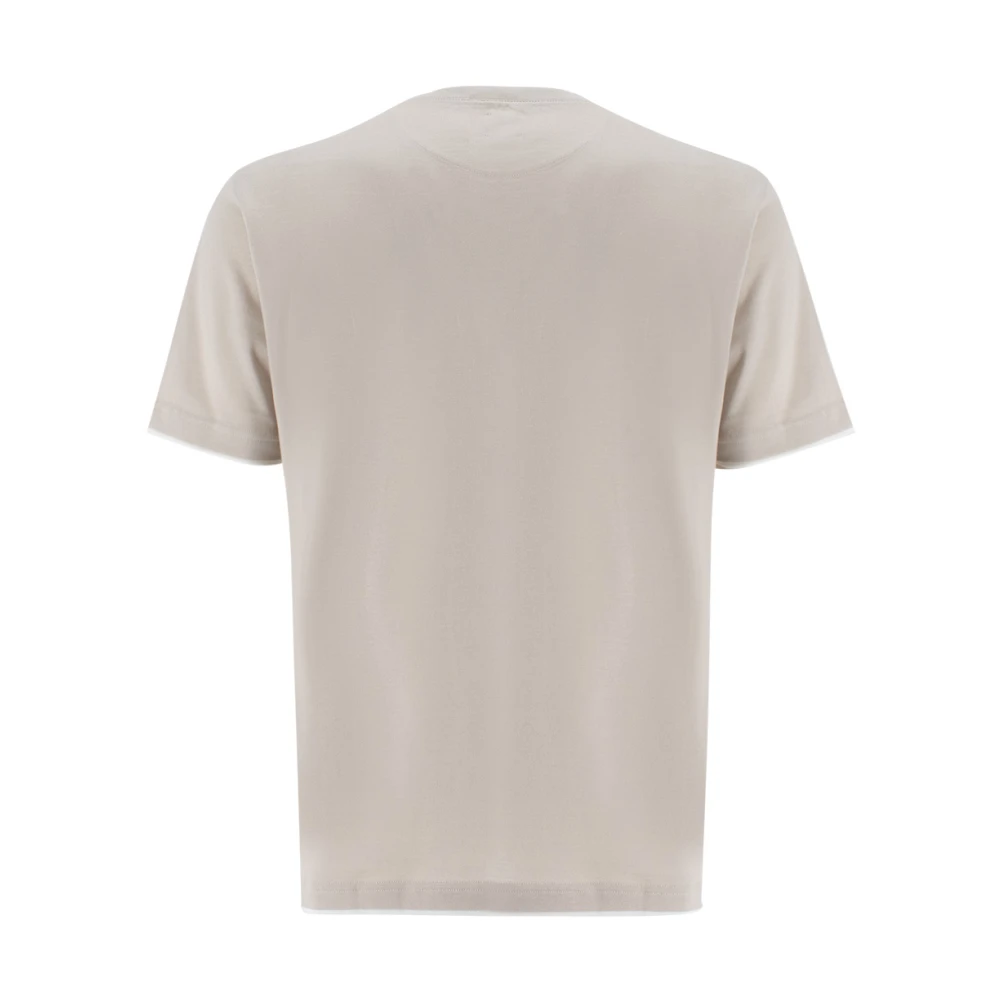 Eleventy Crewneck T-Shirt met Contrastdetails Beige Heren