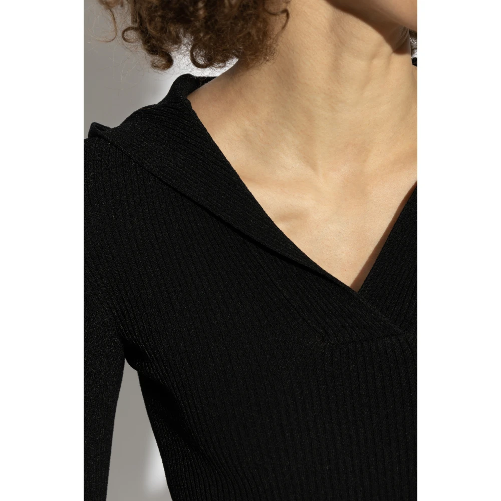 Alaïa Geribbelde Jurk Black Dames