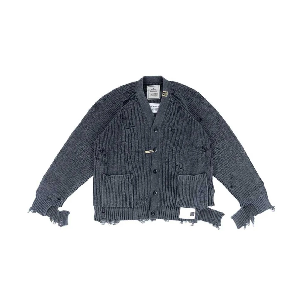 Mihara Yasuhiro Vintage Gebleekte Gebreide Vest Zwart Black Heren