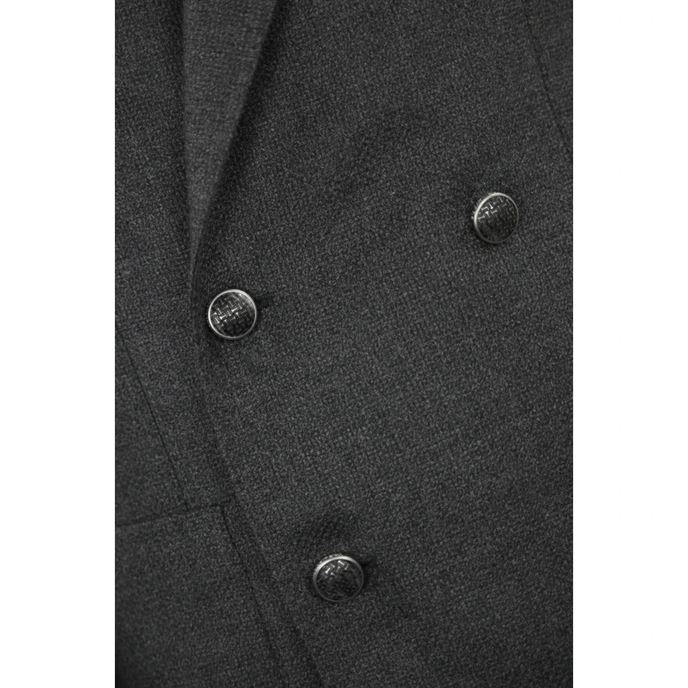 Tagliatore Grijze Wollen Jas Dubbel-Borst Langemouw Gray Heren