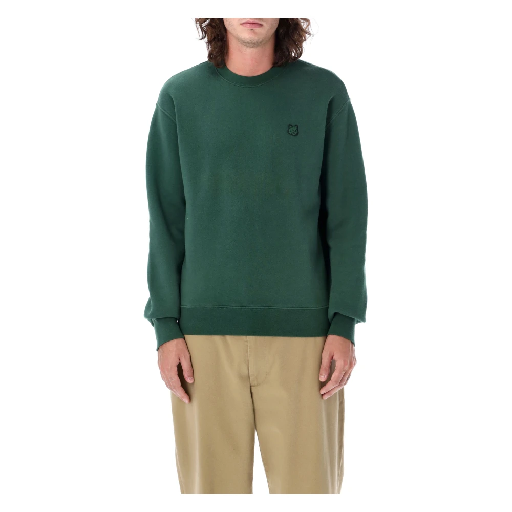 Maison Kitsuné Comfortabele Sweatshirt met Tonal Fox Head Patch Green Heren