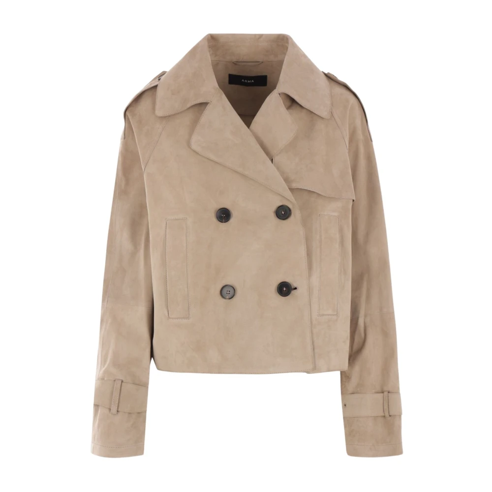 Arma Dubbelborstig suède jas in mollen grijs Gray Dames
