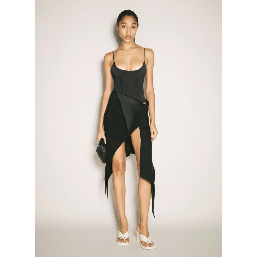 Mugler Satin Cummerbund Rok Black Dames