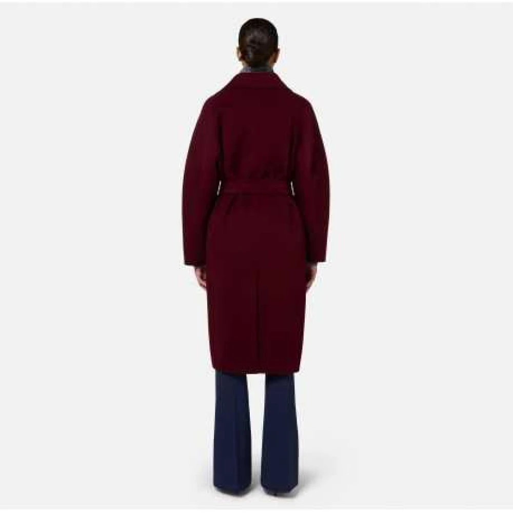 Elisabetta Franchi Bordeaux Dubbelzijdige Jas met Riem Red Dames