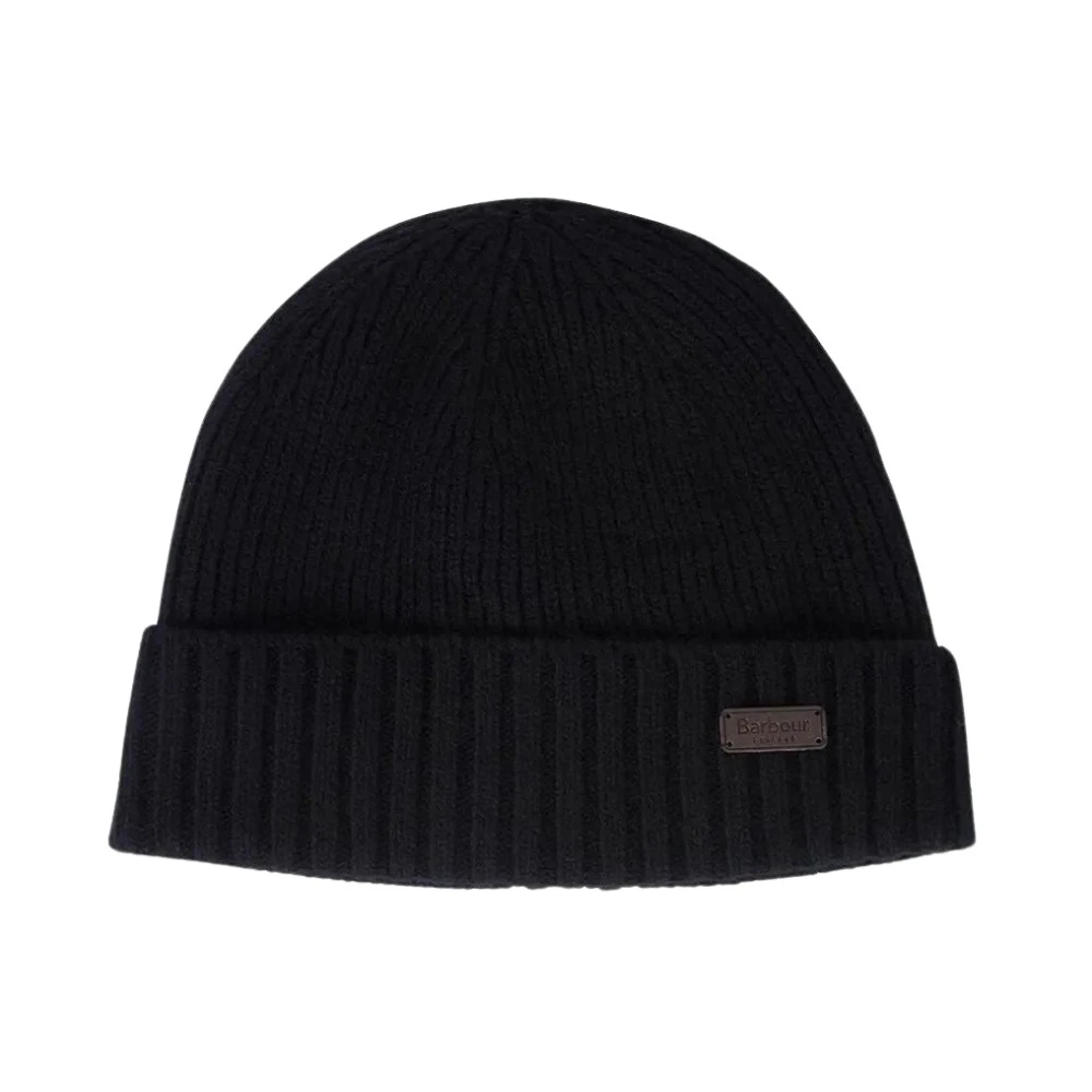 Barbour Effen Kleur Wol en Fleece Muts Black Unisex