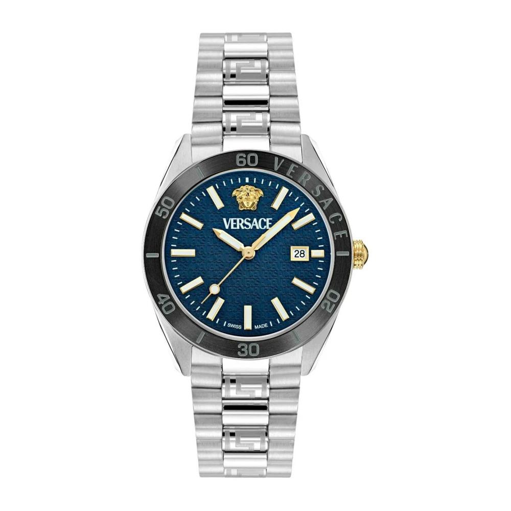Versace VE8E00324 V-Dome blue black silver Stainless Steel Men's Watch NEW - Image 2