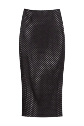 Midi Polka Dot Polyester Kjol
