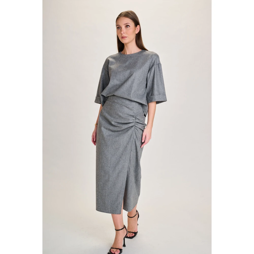 March23 Rok midi met bloemenprint Gray Dames