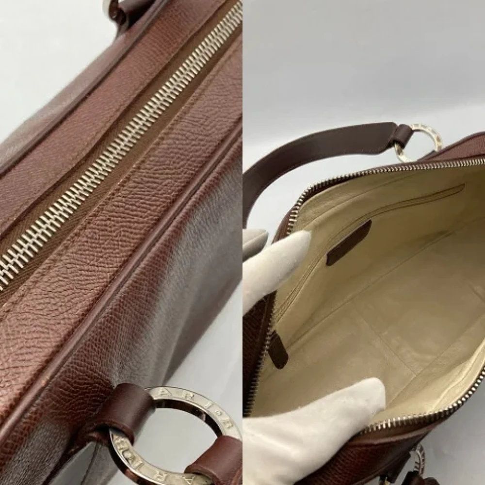 Bvlgari Vintage Pre-owned Leather handbags Brown Dames