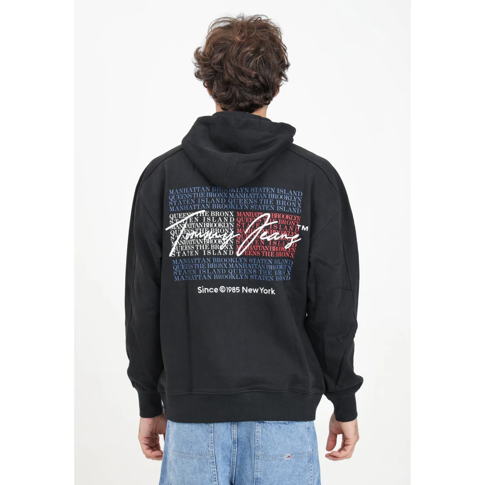 Tommy Jeans Zwarte hoodie met logoprint Black Heren