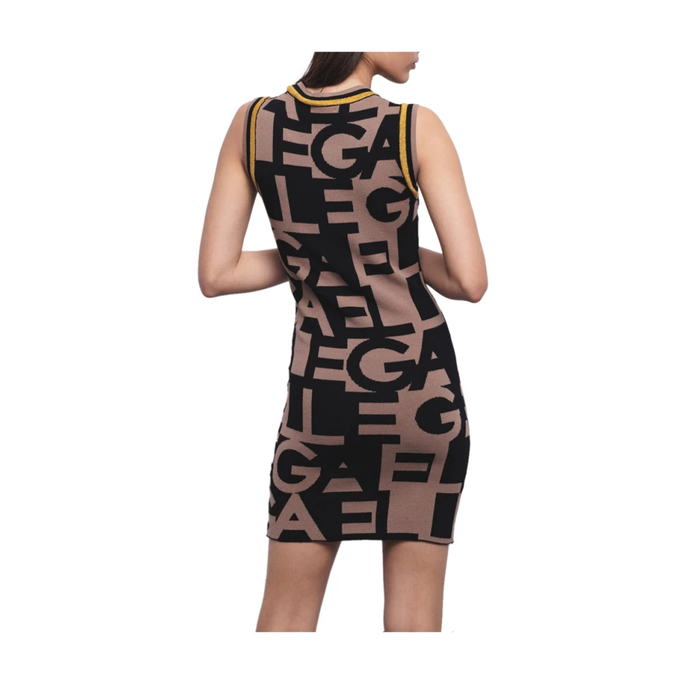 Gaëlle Paris Bruine Elegante Jurk met Geplooide Details Multicolor Dames