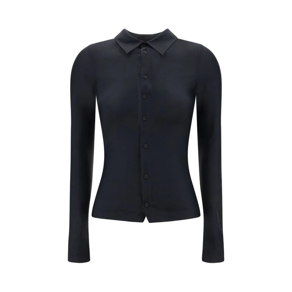 Balenciaga Stretch Overhemd Klassieke Kraag Monochrome Pasvorm Black Dames