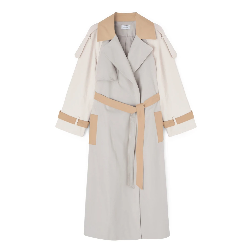 Motivi Lange dubbelrijige trenchcoat Gray Dames