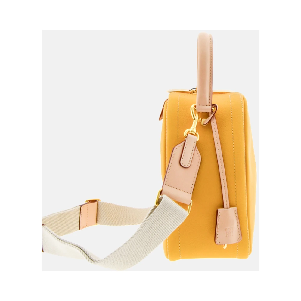 Carolina Herrera Vergrendelde Mimosa Leren Tas Yellow Dames