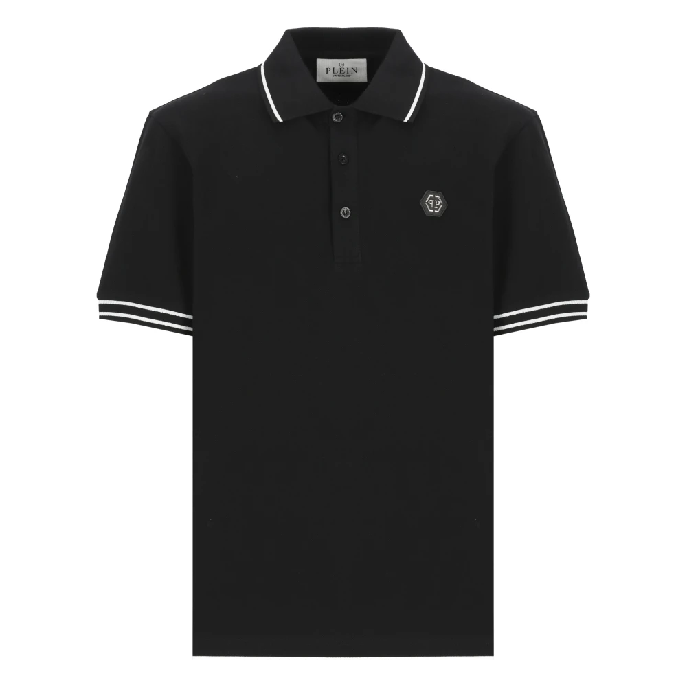 Philipp Plein Zwarte Polo Shirt met Hexagon Logo Black Heren