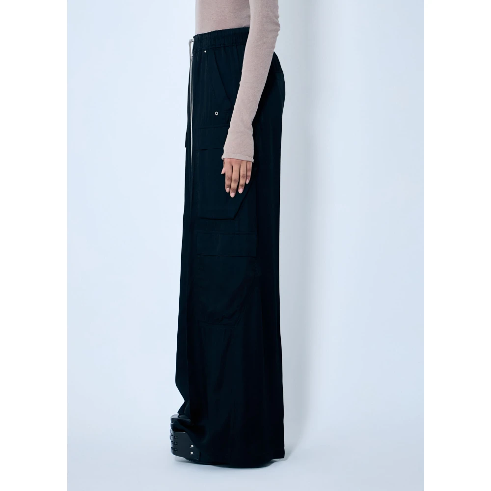 Rick Owens Wijde satijnen cargobroek Black Dames